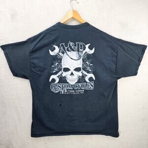 A&D Custom Cycles Shirt XXL Grunge Biker Motorcycle Harley Davidson